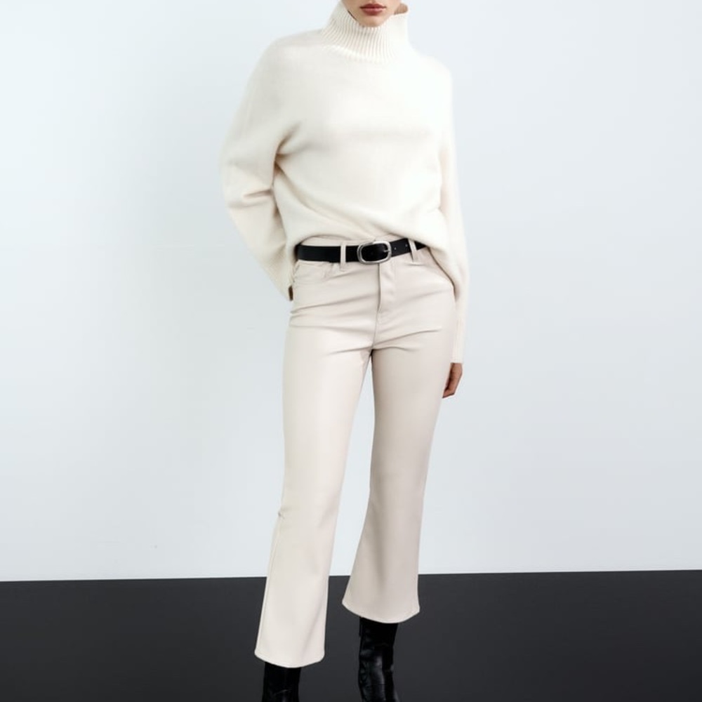 Zara faux leather mini flared pants
